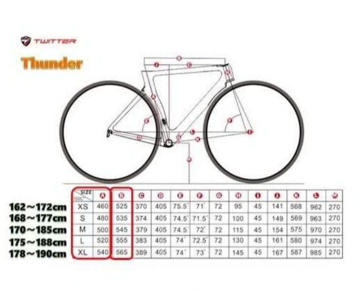 Twitter bike on sale size chart