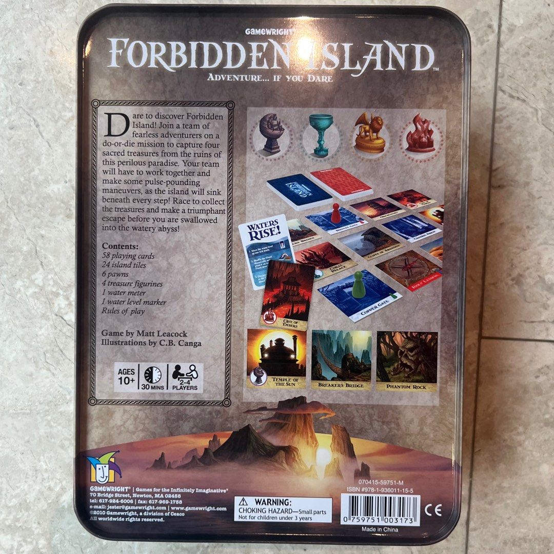 Forbidden Island Board Game 100% complete Gamewright Adventure 2-4