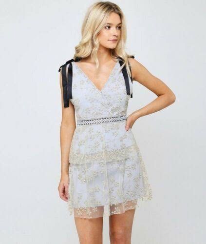 Self portrait floral deals embroidered mesh mini dress