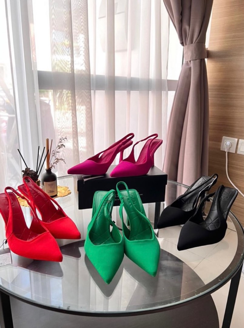 Sepatu Zara heels hijau, Women's Fashion, Women's Shoes on Carousell