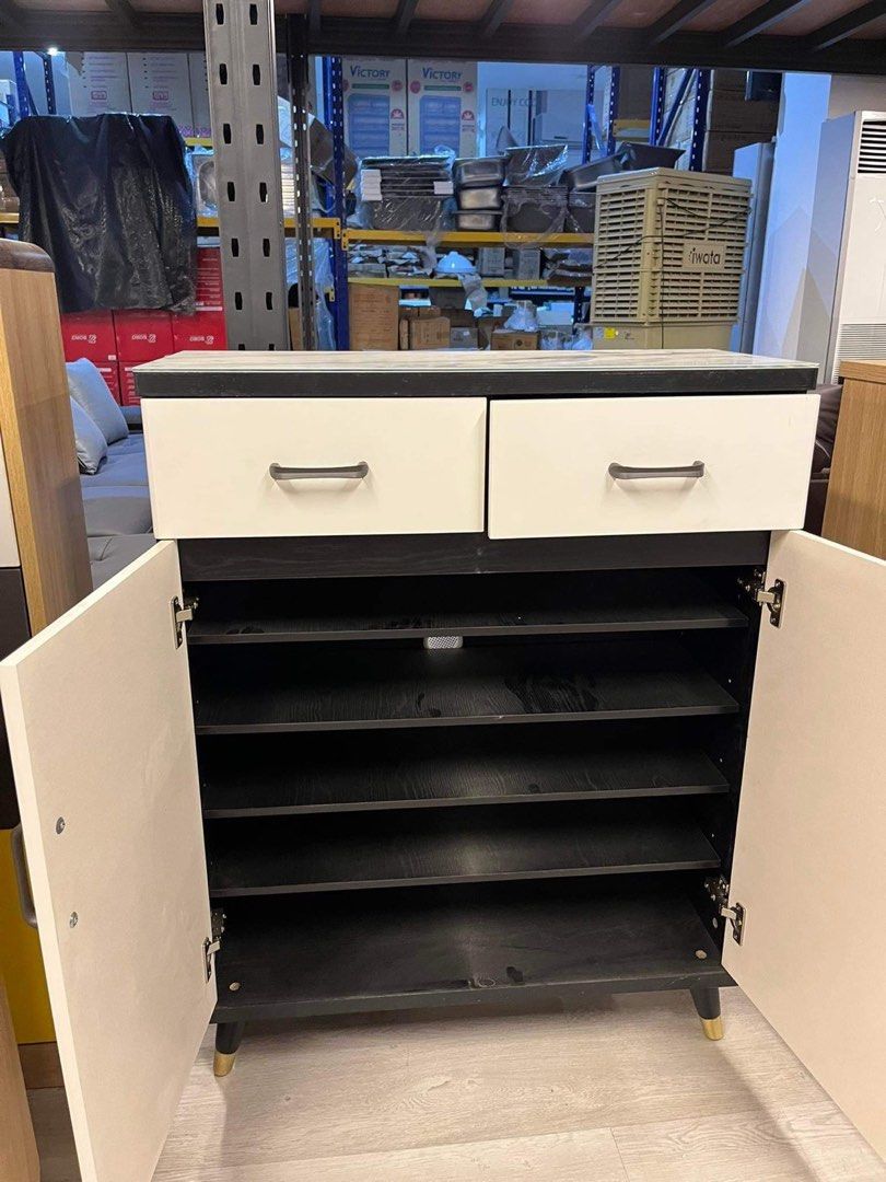 Solid Wood Marbled top shoe with drawer, Furniture & Home Living, Furniture, Shelves