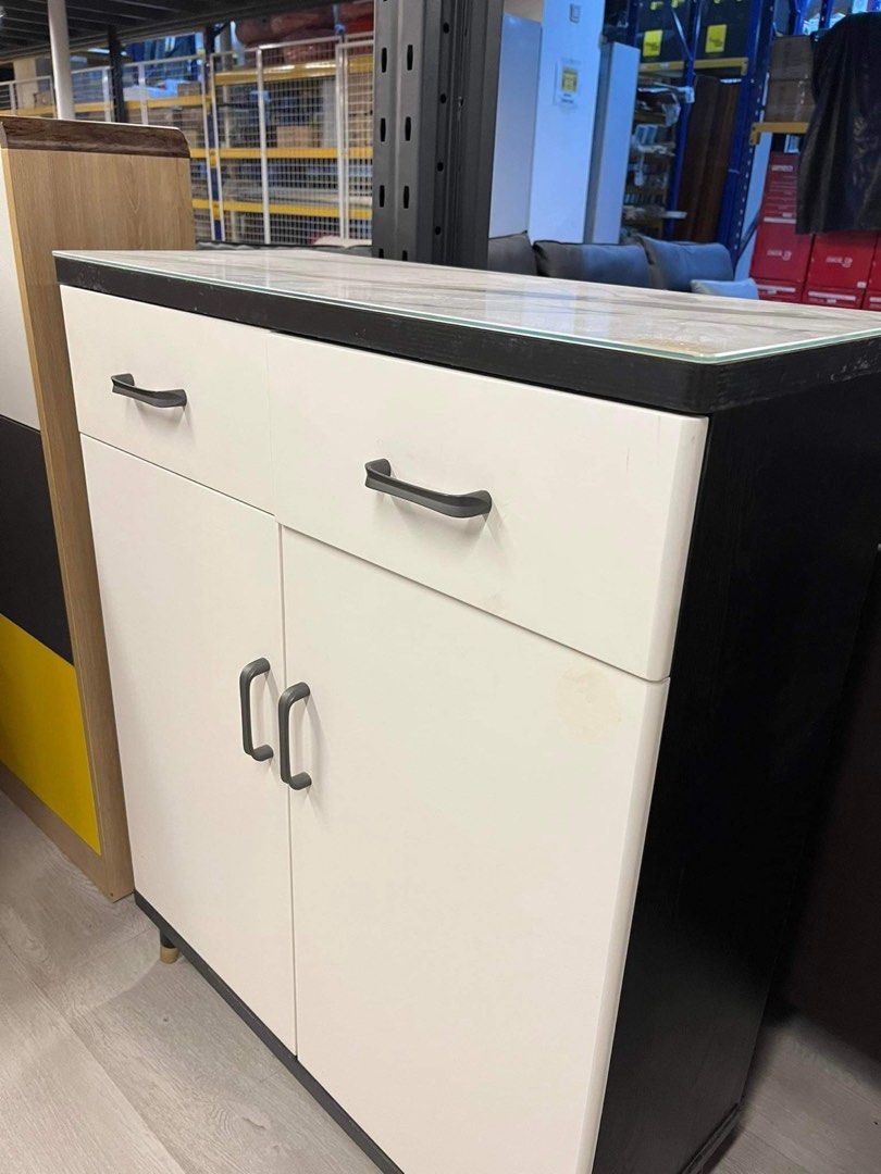 Solid Wood Marbled top shoe with drawer, Furniture & Home Living, Furniture, Shelves