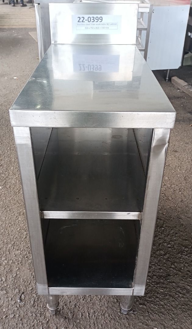 Stainless steel 3 tier work table with cabinet, Furniture & Home Living ...