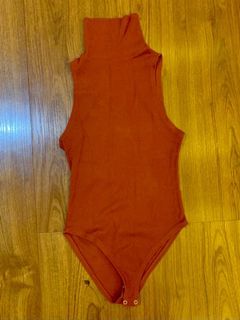 Terracotta turtleneck bodysuit