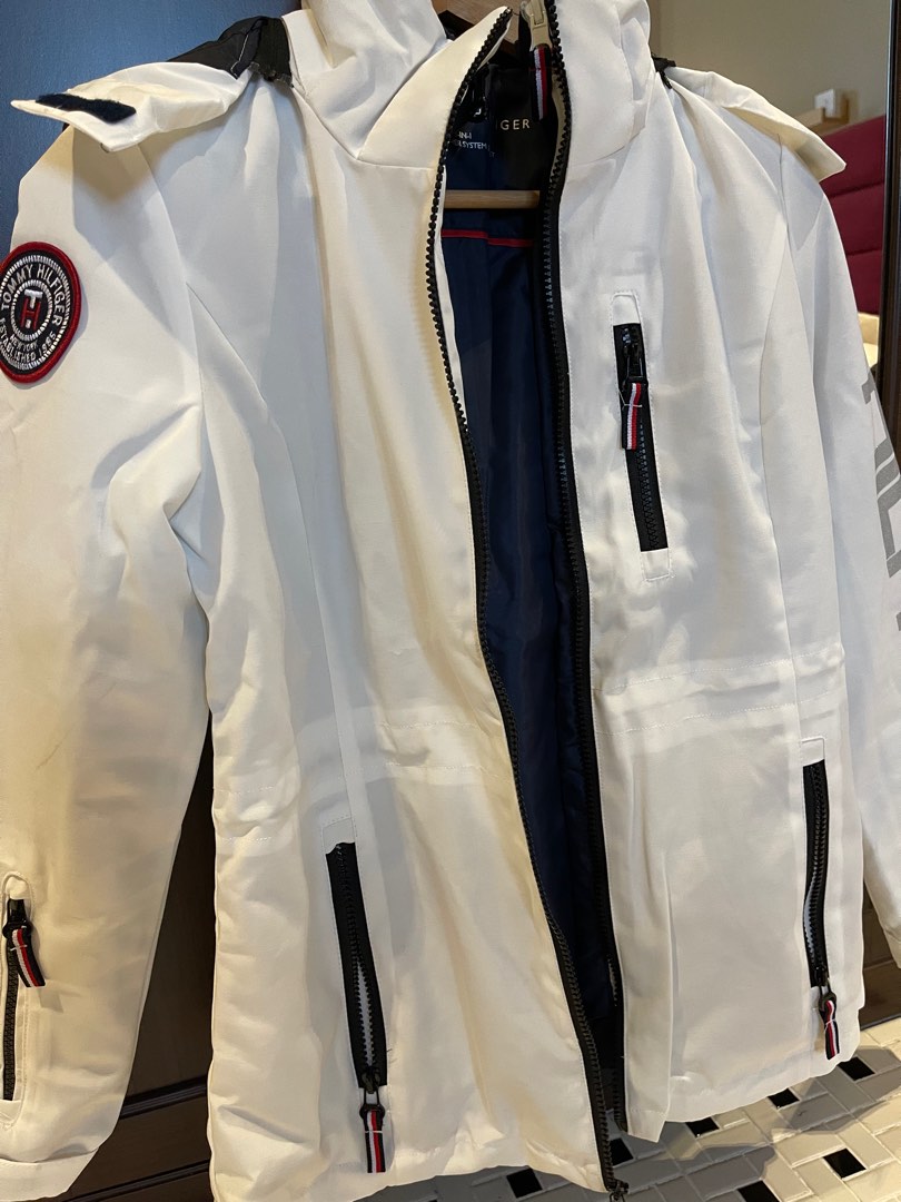 Tommy Hilfiger waterproof jacket with hood in size small Women s Fashion Coats Jackets and Outerwear on Carousell