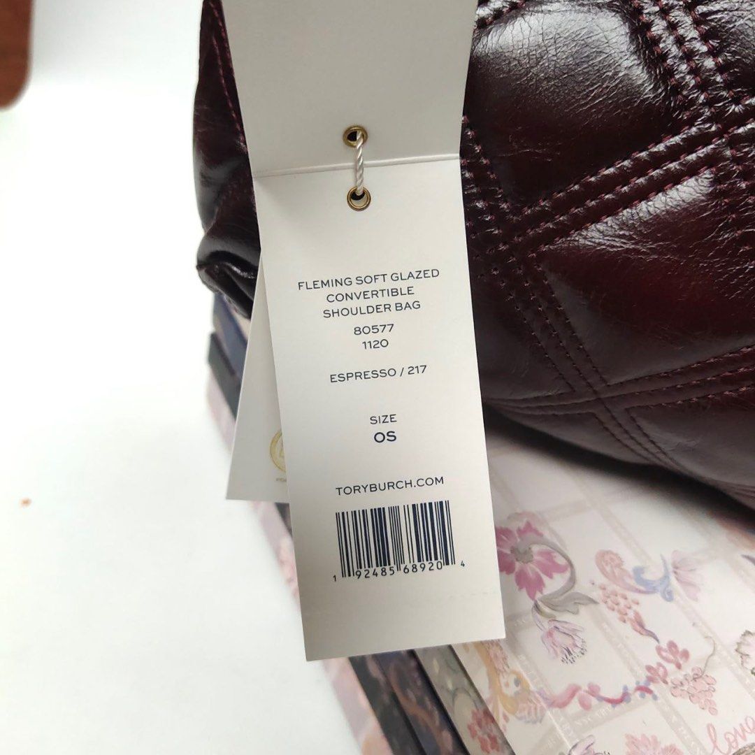 Tory Burch Fleming Soft Glazed Medium Convertible Shoulder Bag Espresso (26  × 18 × 10 cm) ✔ New with Tag with DB ori