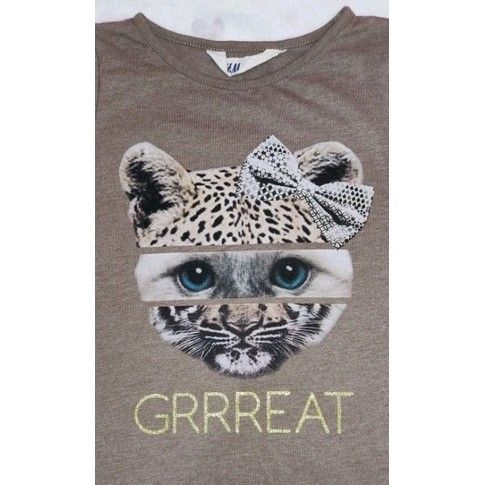 T SHIRT KIDS GIRL CAT LEOPARD H M Babies Kids Babies Kids Fashion on Carousell