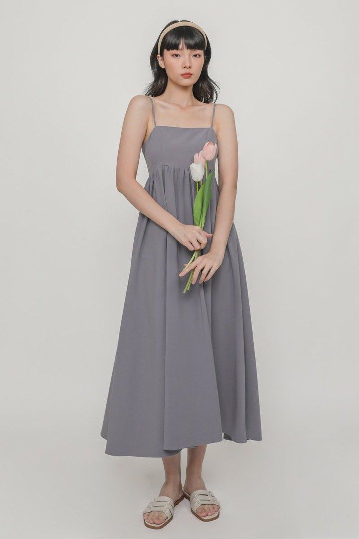 Grey empire waist dress on sale