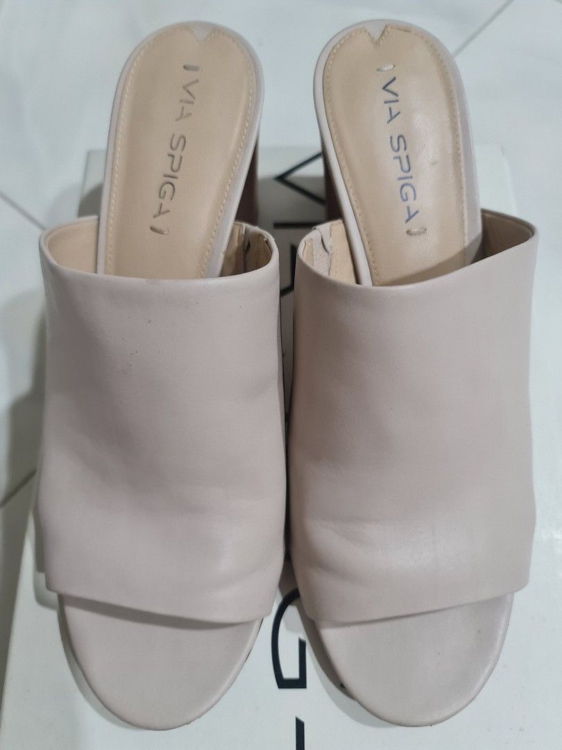 Via Spiga heel slides wynola taupe Women s Fashion Footwear