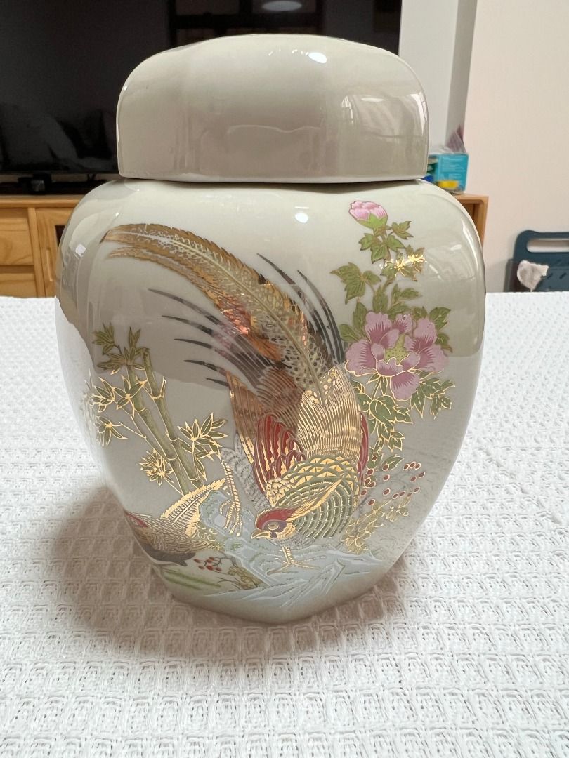 Vintage 日式薩摩燒( Satsuma) ginger jar 描金鳳凰瓷花瓶藝術品made