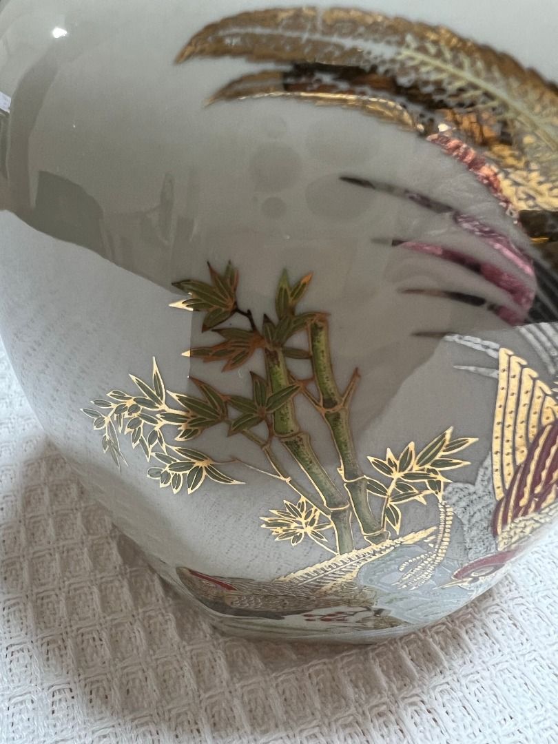 Vintage 日式薩摩燒( Satsuma) ginger jar 描金鳳凰瓷花瓶藝術品made