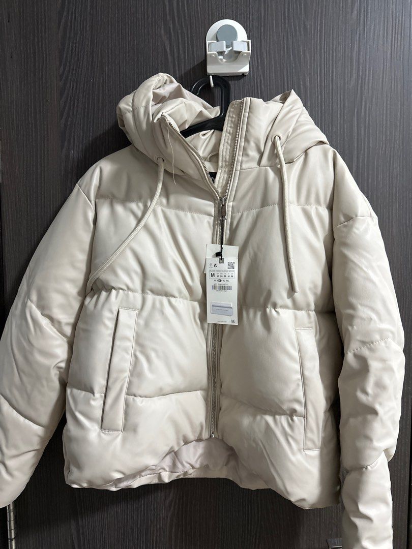 Zara faux leather puffer jacket, Women's Fashion, Coats, Jackets and