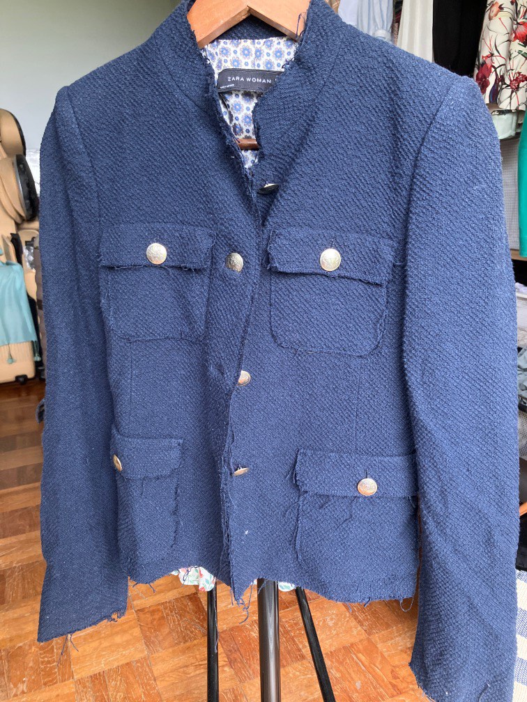 navy blue coat zara