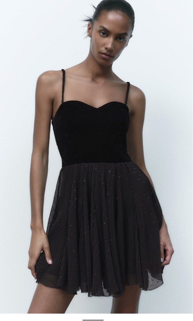 Zara | Dresses | Zara Alessa Black Velvet Ruched Dress | Poshmark