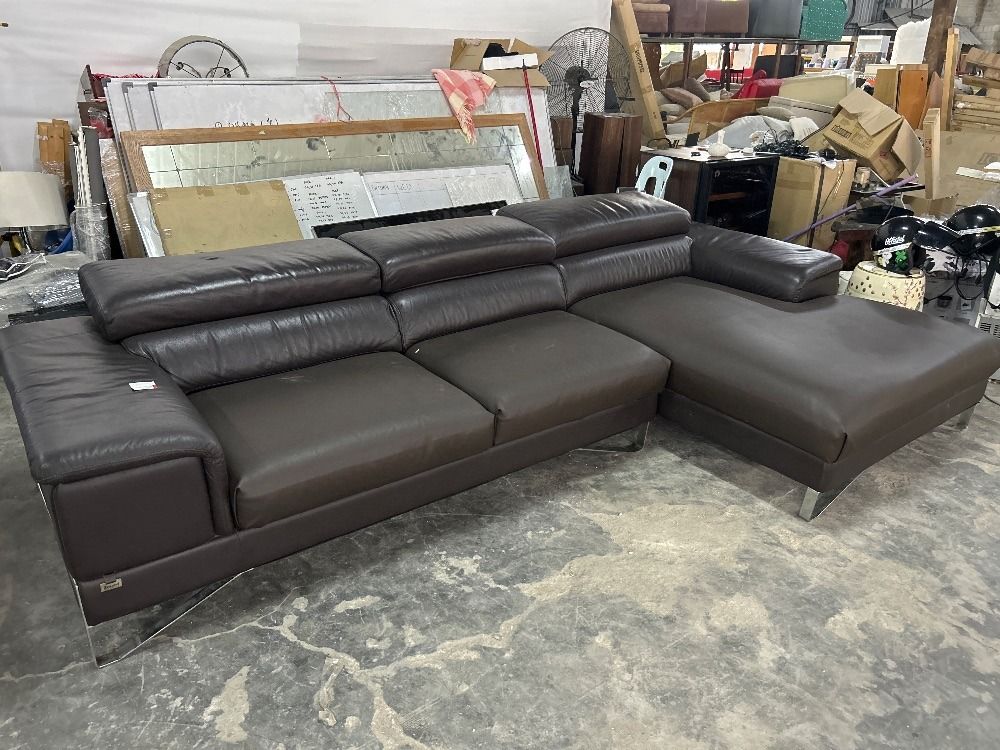 F20047034 Zolano Dark Brown Leather 3 Seater L Shaped Sofa Sofa