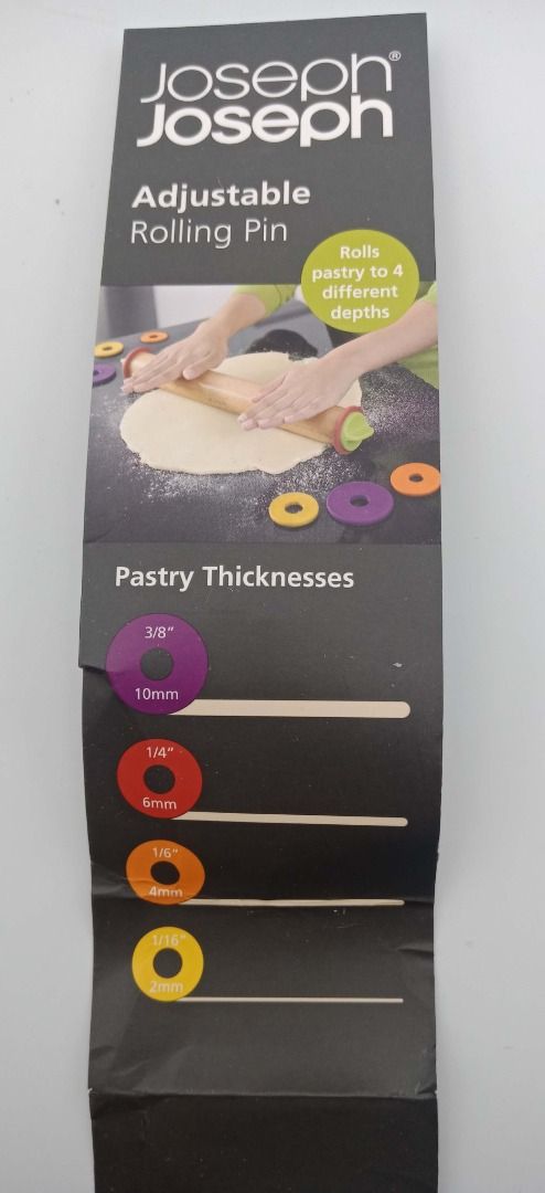 11 PC SET JOSEPH JOSEPH Wooden Rolling Pin Adjustable Pastry Thickness ...