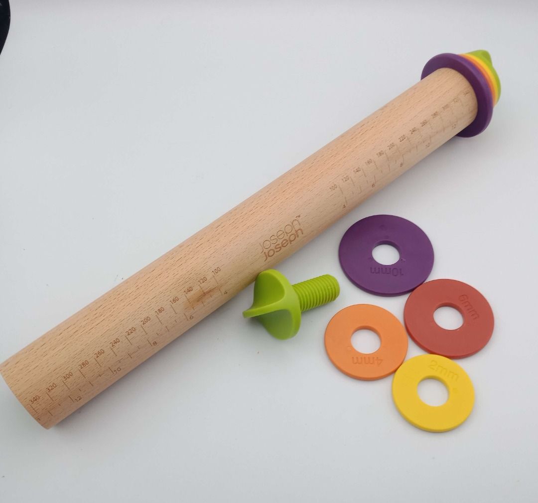 11 PC SET JOSEPH JOSEPH Wooden Rolling Pin Adjustable Pastry Thickness ...