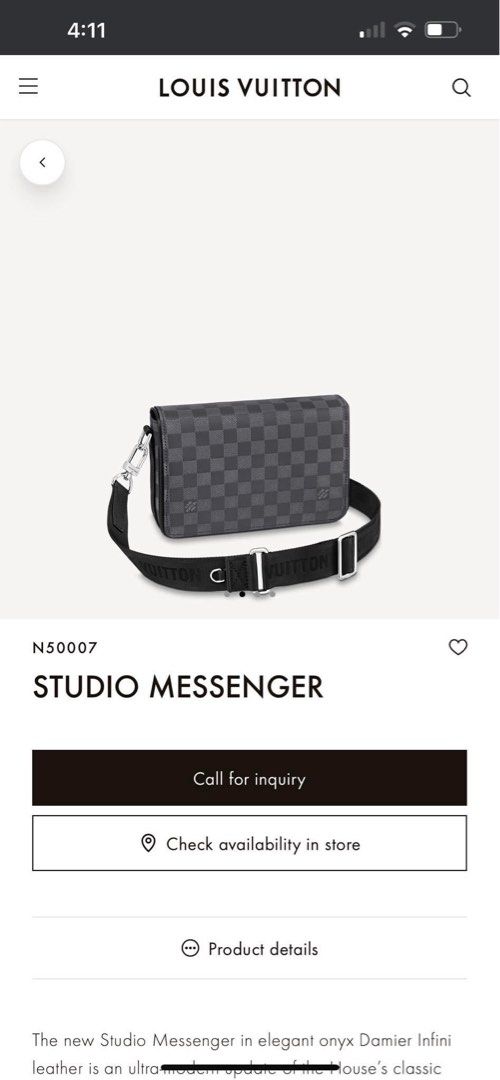 Shop Louis Vuitton DAMIER INFINI Studio messenger (N50007) by