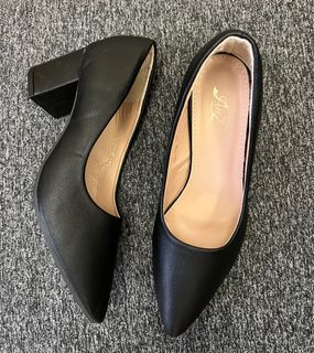 2 Inch Leather Close Black Heels for Women School or Work Shoes