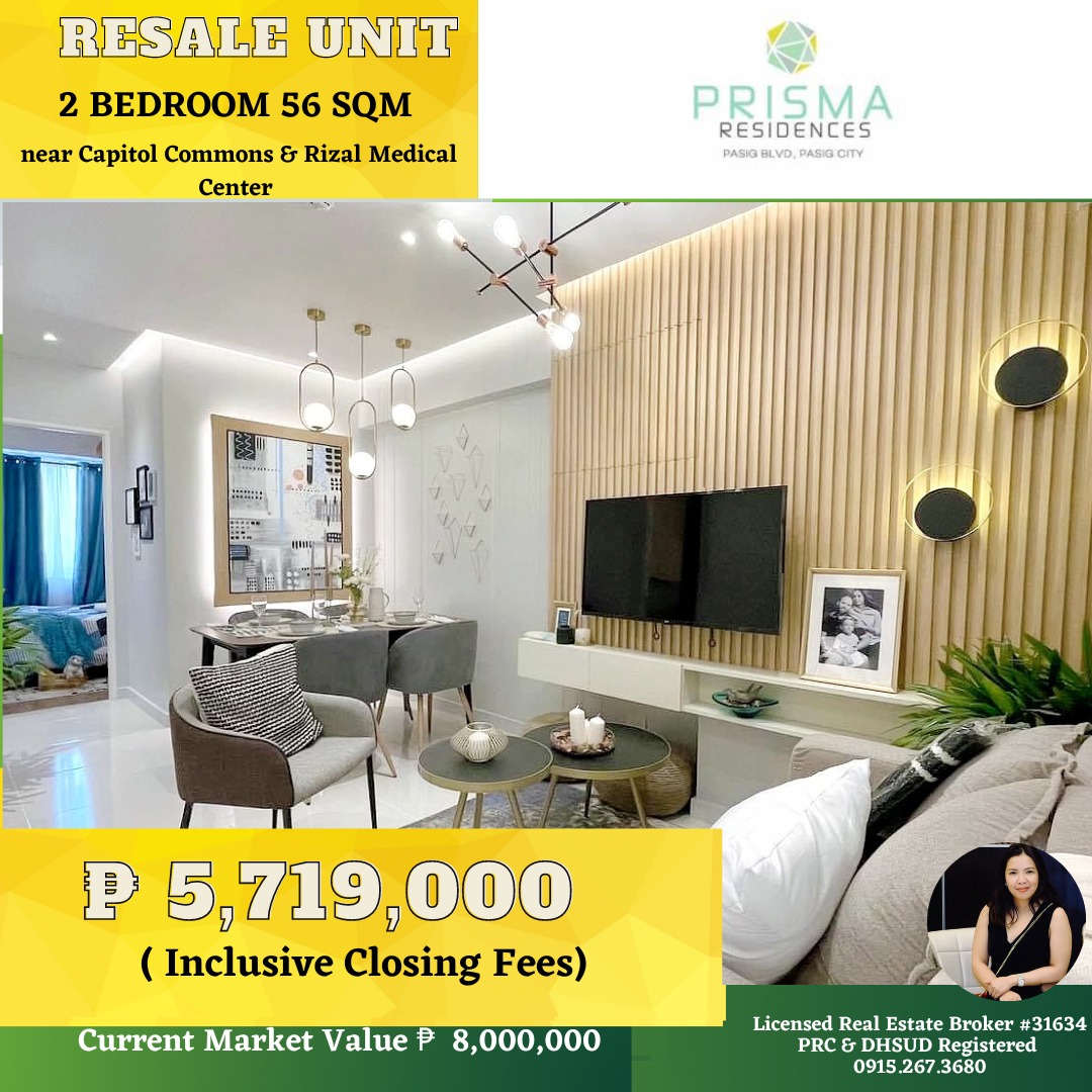 2br 56 sqm Resale Condo near Fort BGC Taguig Prisma Residences