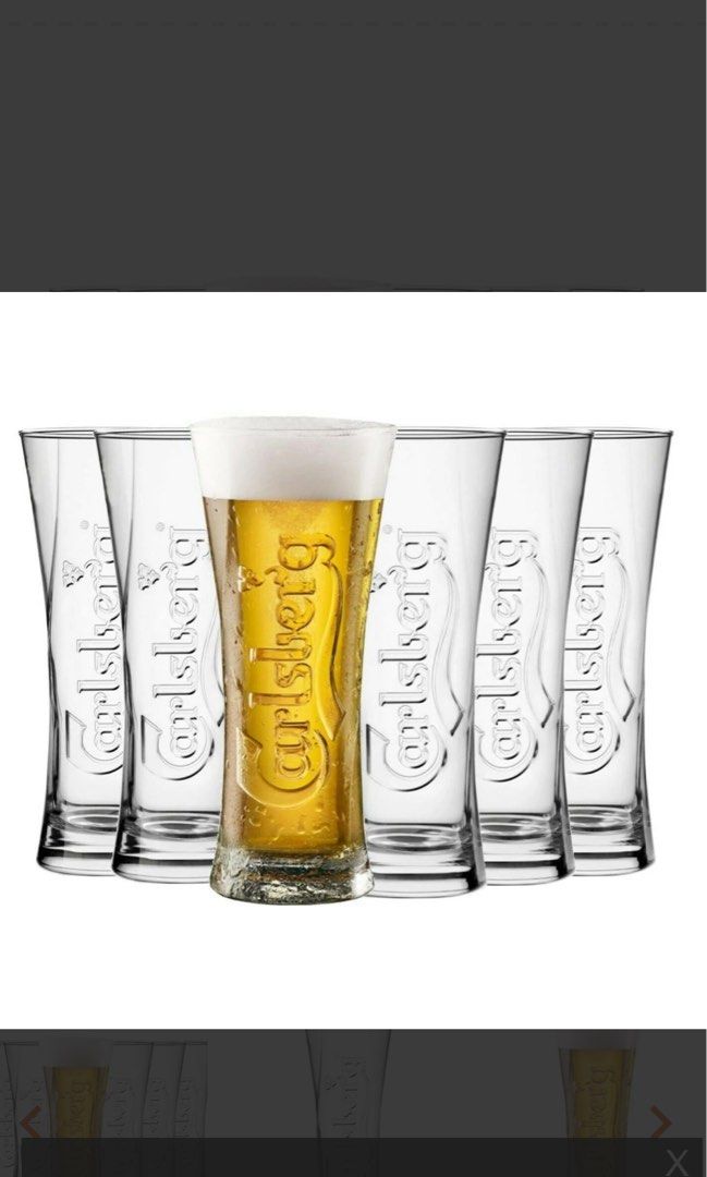 6 pc Carlsberg big beer glasses ( 1 pint 500 ml ), Furniture & Home