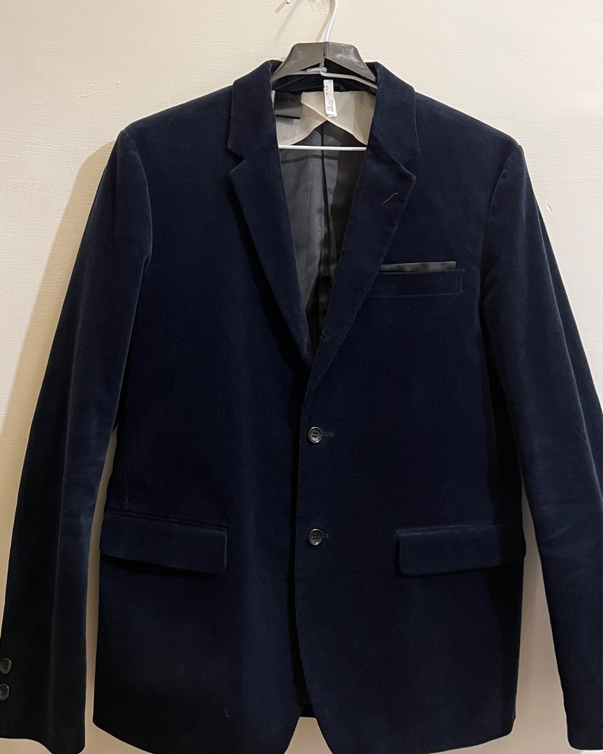 日本製N.HOOLYWOOD 藍色燈芯絨質感西裝外套size :40 正式休閒皆
