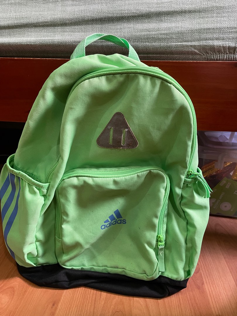Adidas Backpack Medium Neon Green/Purple, Men's Fashion, Bags