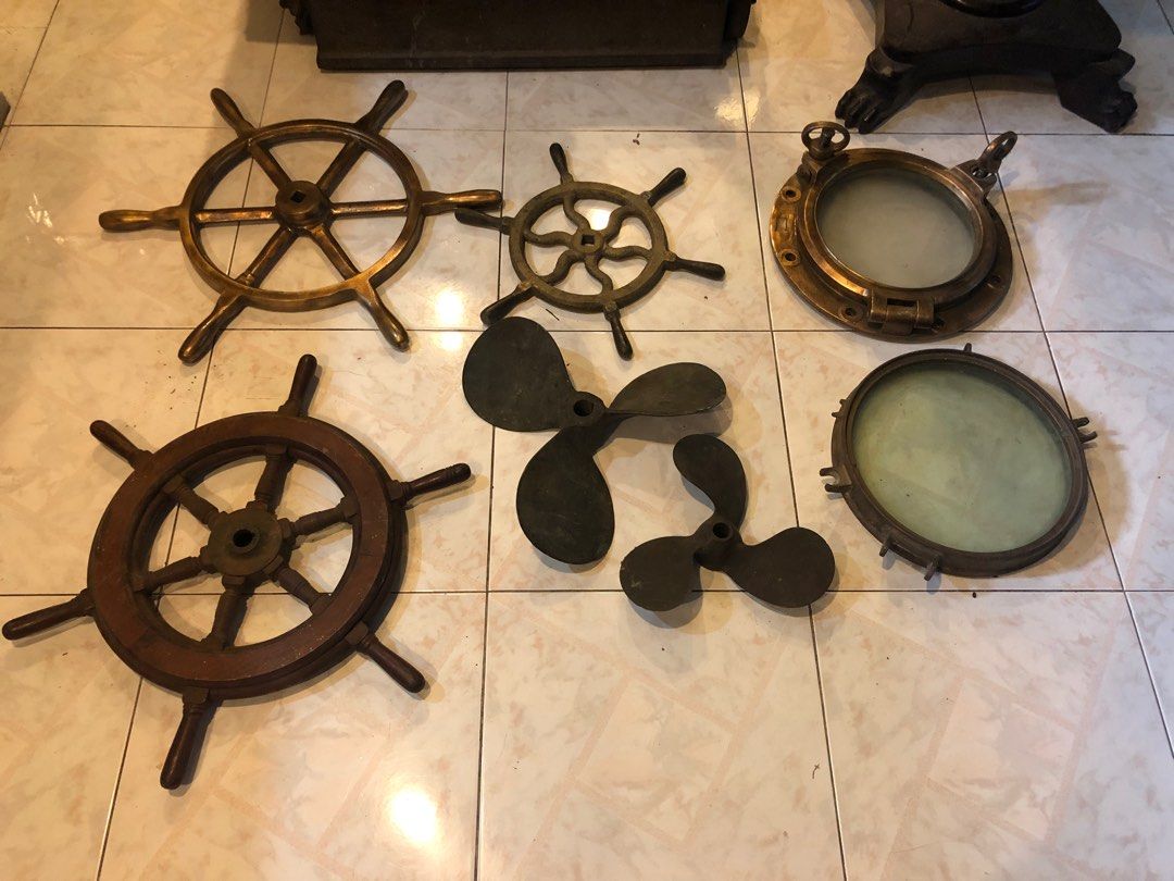Antique Maritime Nautical Ship Items (Category: Heavy Vehicles, Boats and Aircrafts Parts and Accessories) located in San Juan City. Submitted by ethannate (Listing ID 1203405995, Image 1). Description: Antique Maritime Nautical Ship Items 1. Vintage Brass Ship’s Porthole Window Nautical Ship Boat Maritime Diameter 16” 23k 2. Vintage Brass Ship’s Porthole Window Nautical Ship Boat Maritime Diameter 15.5” 65k 3. Solid Brass Propeller 15.5” inches 