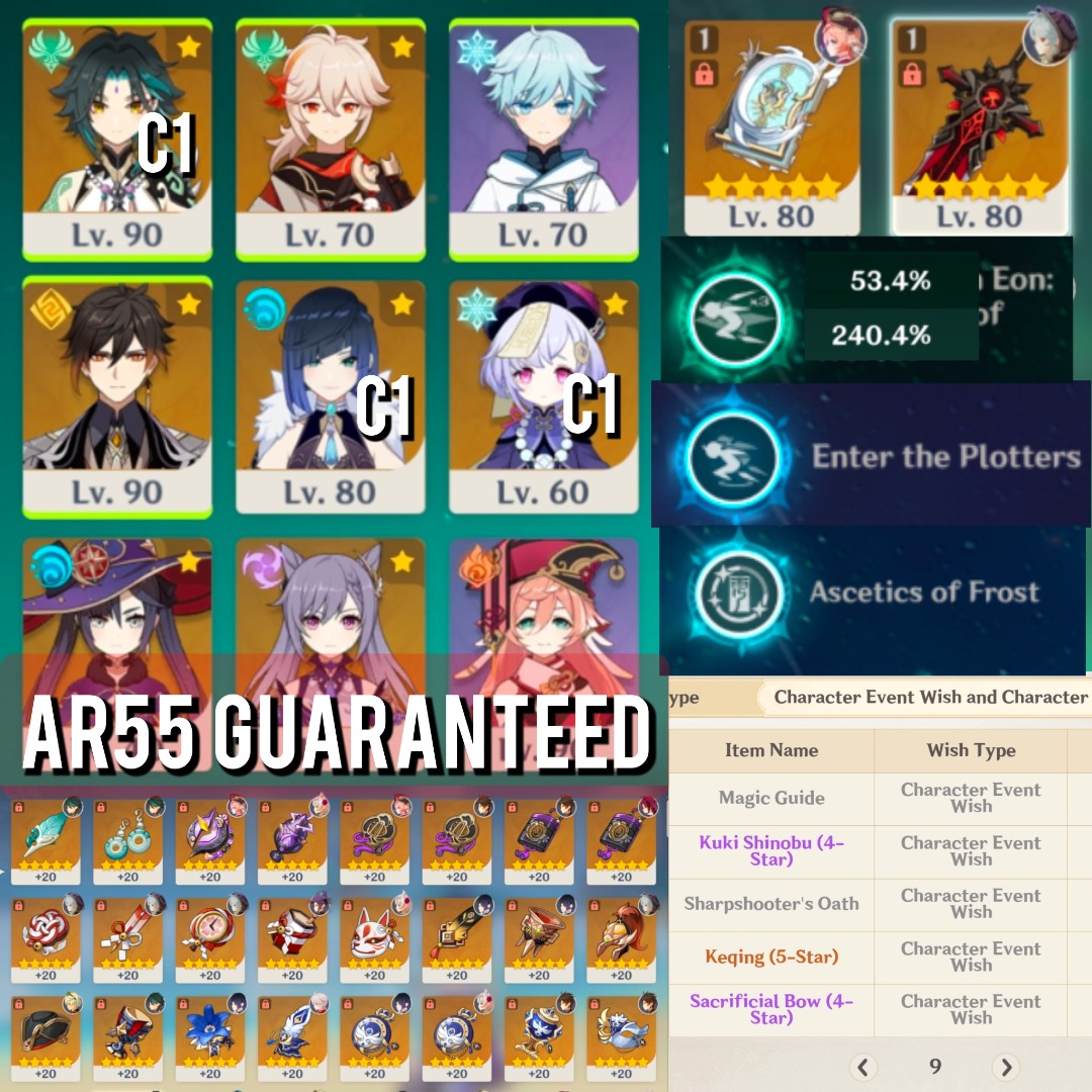 Compte Genshin Impact EU AR55 Avec 6 Personnages 5 étoiles – PC