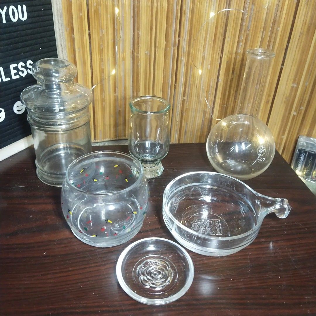 Assorted Clear Glasswares (Category: Other Kitchenware & Tableware) located in Malolos. Submitted by jestrelita (Listing ID 1203472320, Image 2). Description: Assorted Clear Glasswares P220 only - candy jar, candle holder, bowls, etc (suntoy bowl with handle) - good condition ⛩️🇯🇵🏯👘👺🗾🍱🎎🍜🍙.