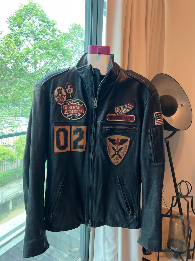 Authentic Avirex Leather Jacket M L Like Brand New
