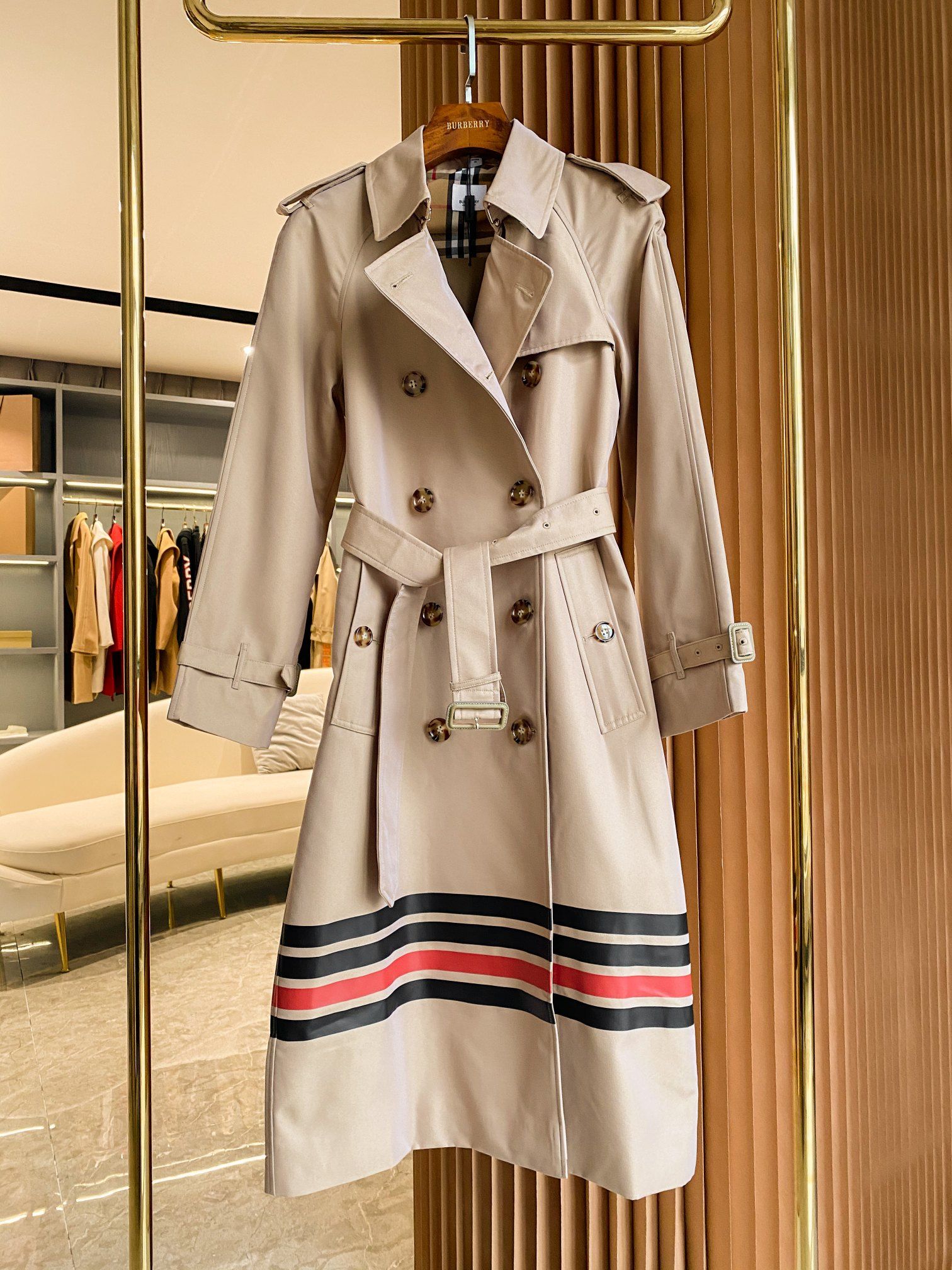 Burberry collegiate stripe cotton gabardine trench coat 2025