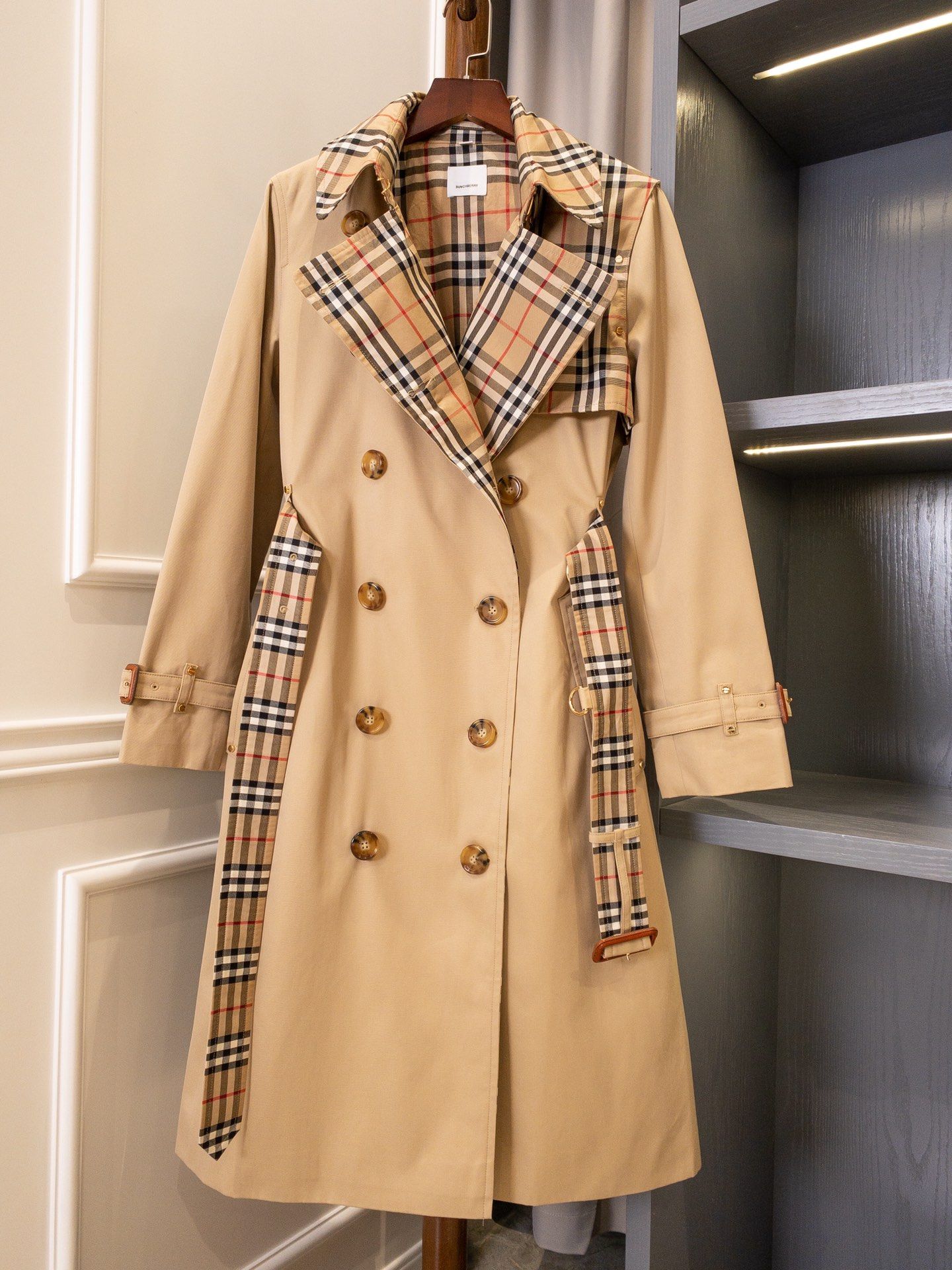 Burberry Check-Panel Trench Coat