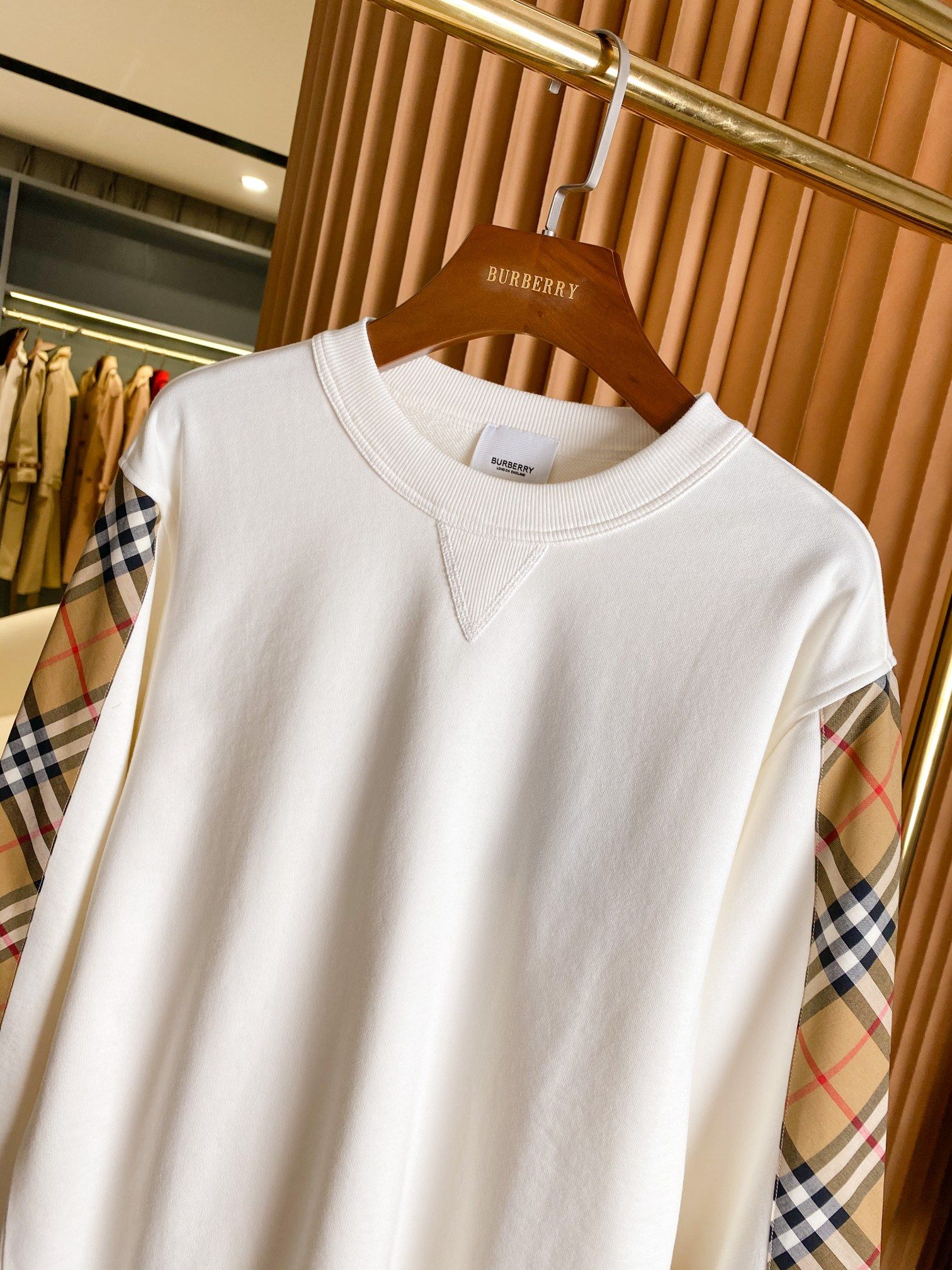 Authentic Burberry Vintage plaid stitching cotton loose sweater