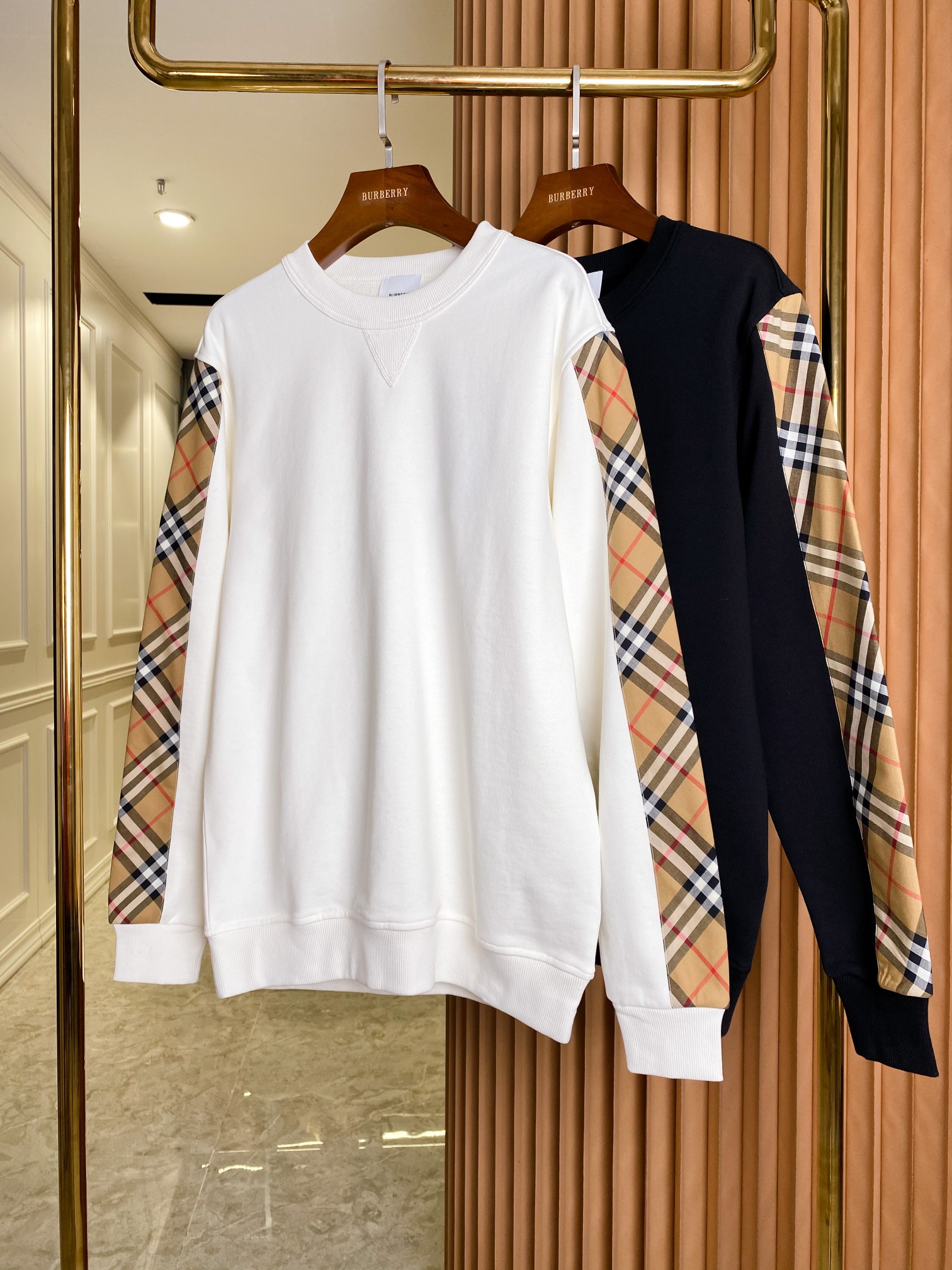 Authentic Burberry Vintage plaid stitching cotton loose sweater