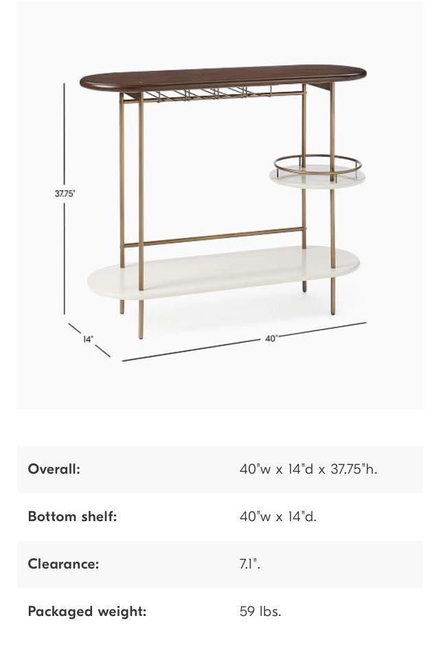 Bar cart console West Elm Crate & Barrel, Furniture & Home Living