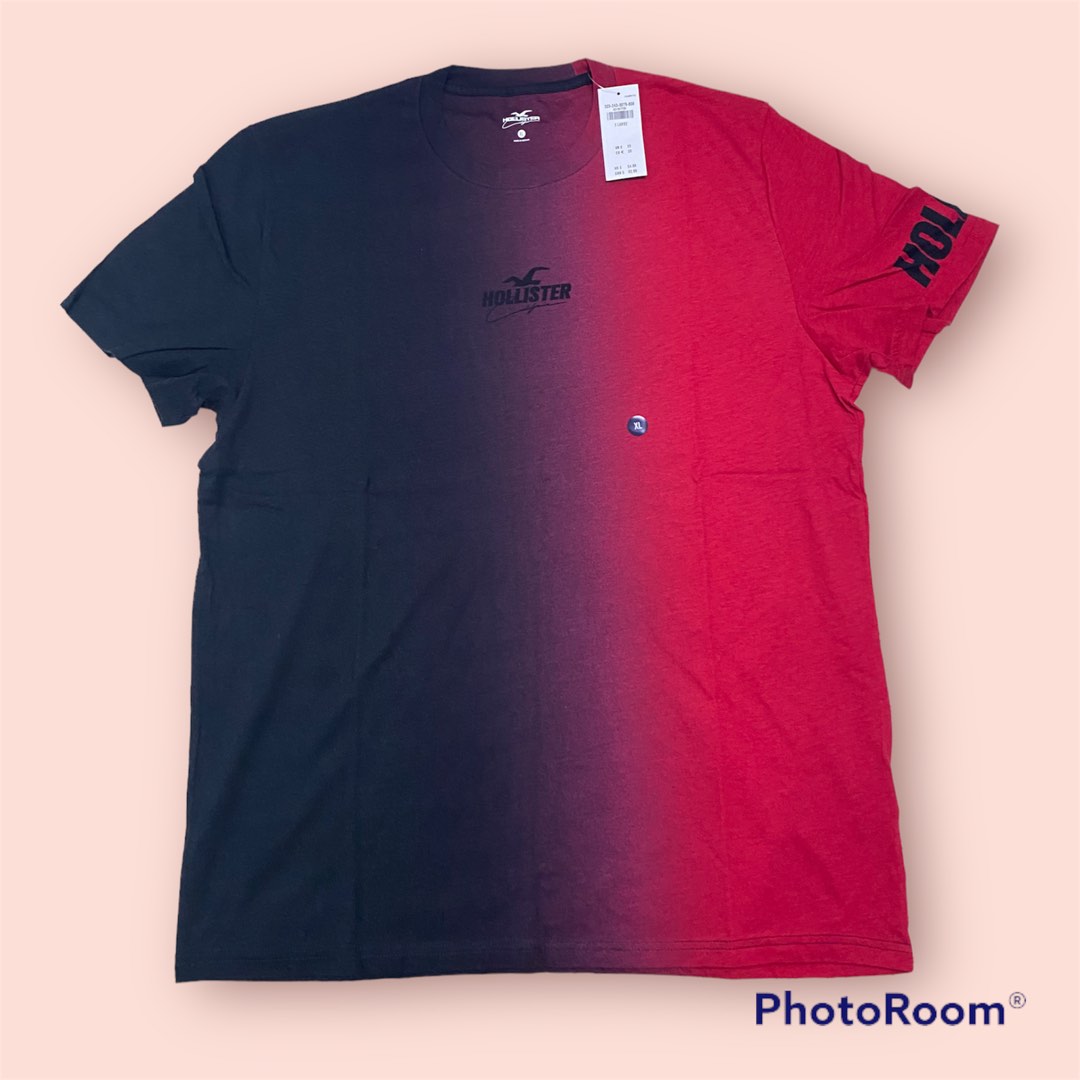 BLACK AND RED OMBRE HOLLISTER SIZE XL T SHIRT FOR MEN ORIGINAL