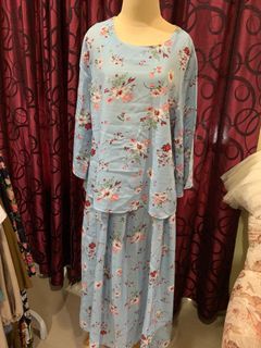 Blue floral 2pcs dress