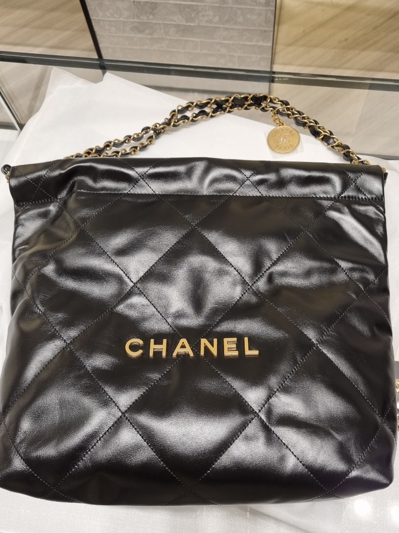 Chanel Black Quilted Calfskin Small 22 Bag Gold Hardware Available