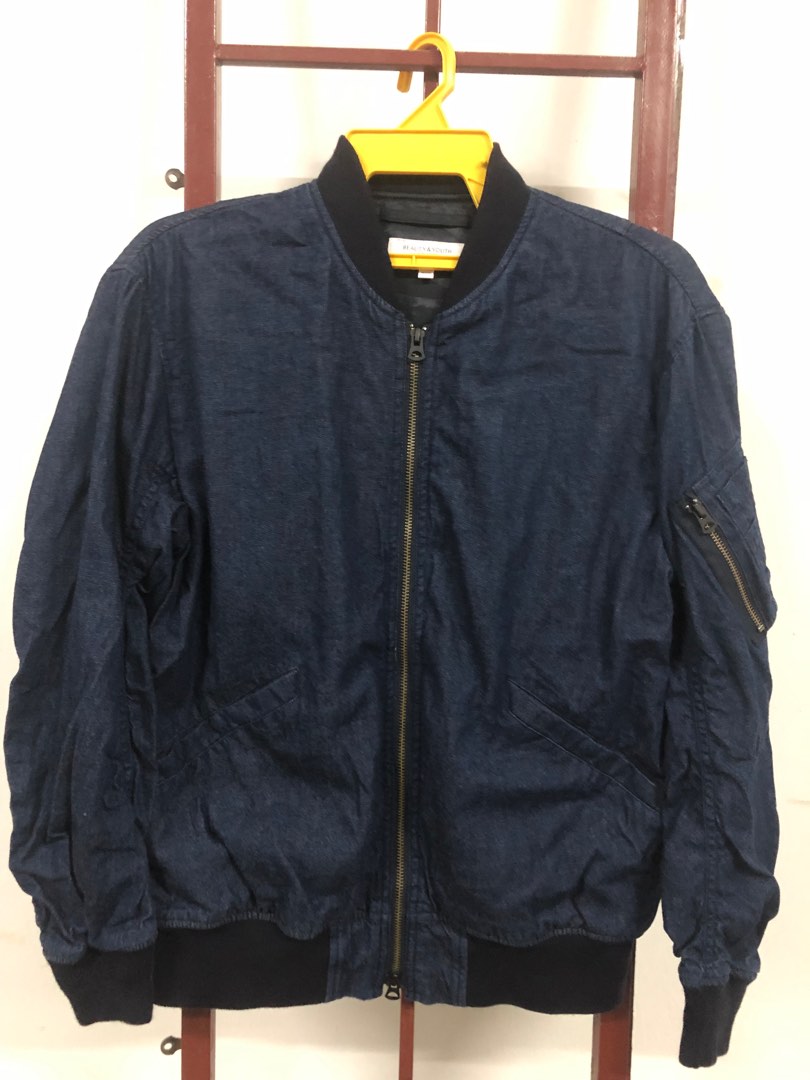 bomber jacket kain denim, Men's Fashion, Coats, Jackets and Outerwear ...