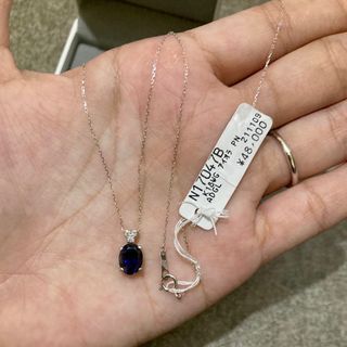 Brand new k18 Japan white gold sapphire necklace with diamonds