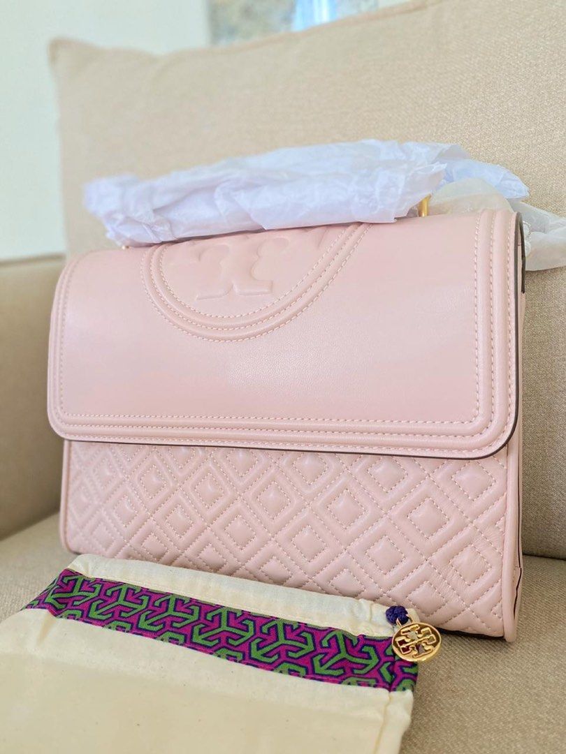Tory burch fleming convertible shoulder bag shell pink discount
