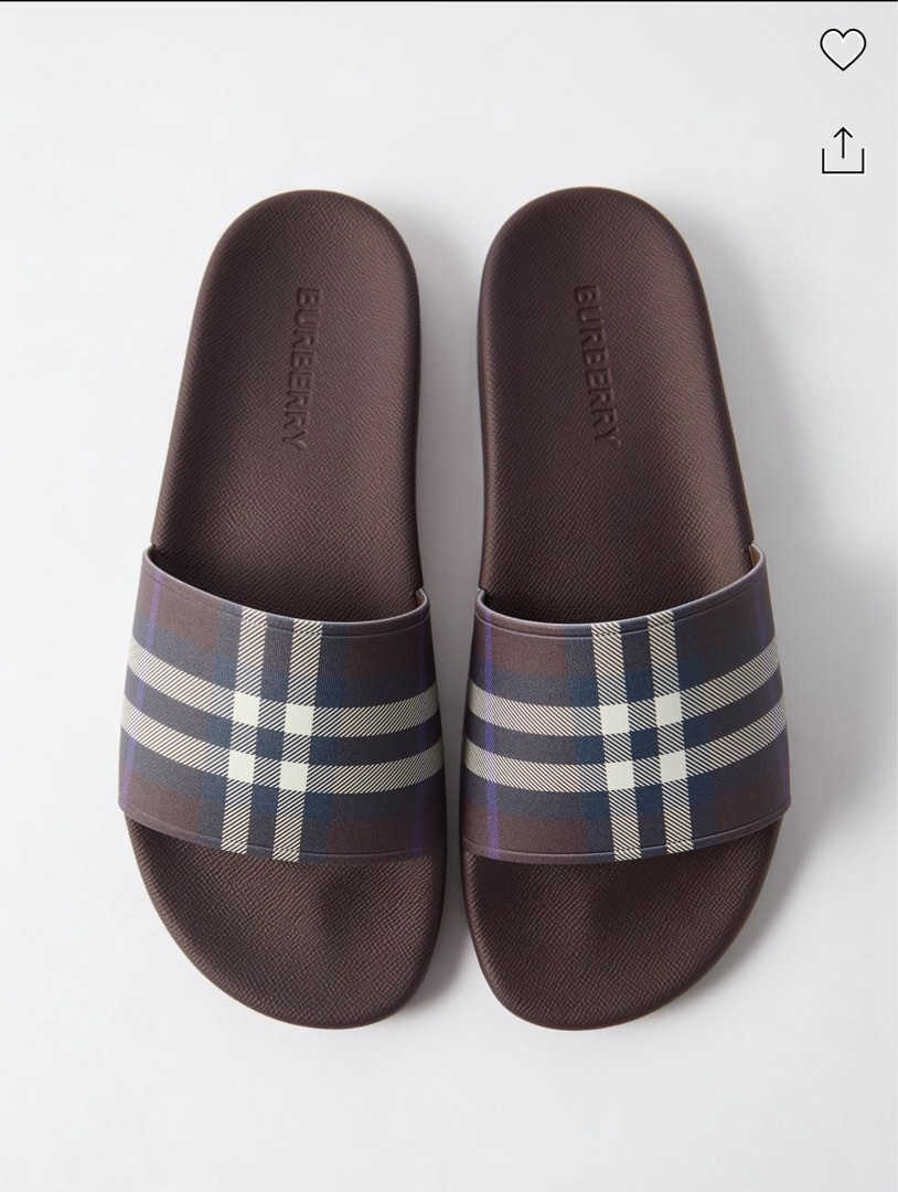 Burberry slides, Men's Fashion, Footwear, Flipflops and Slides on Carousell