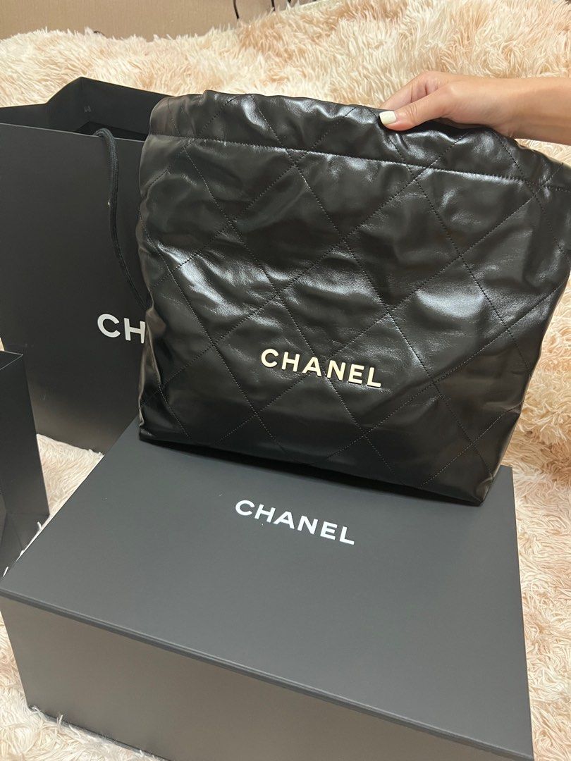 Chanel 22 Medium LIMITED EDITION BLACK WITH WHITE FONT