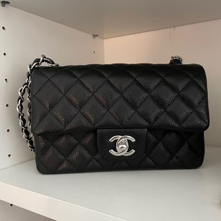 Replica Chanel Quilted Mini Classic Flap Bag Iridescent Caviar 20cm Be