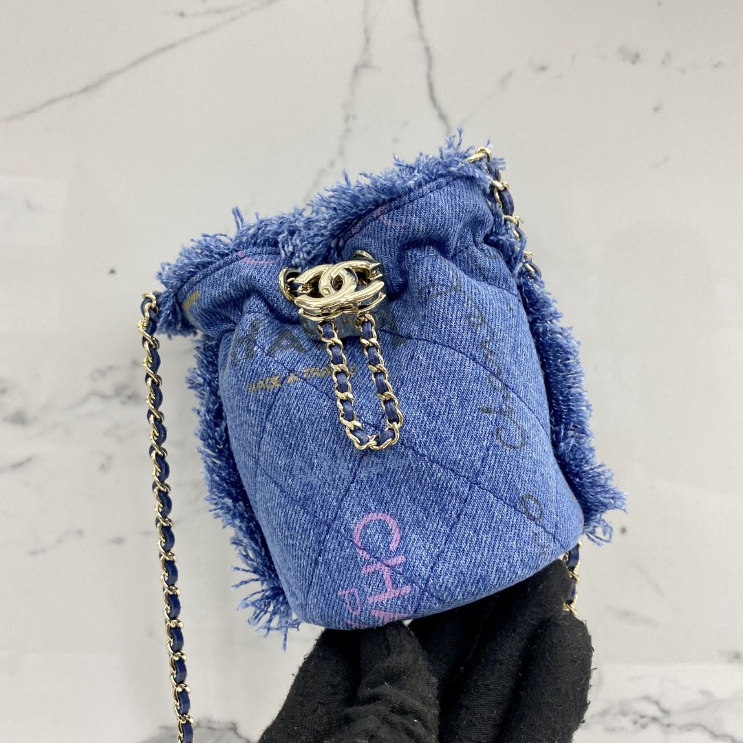 Chanel denim bucket bag best sale