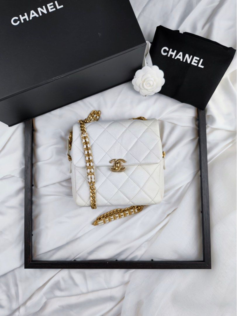 chanel white backpack