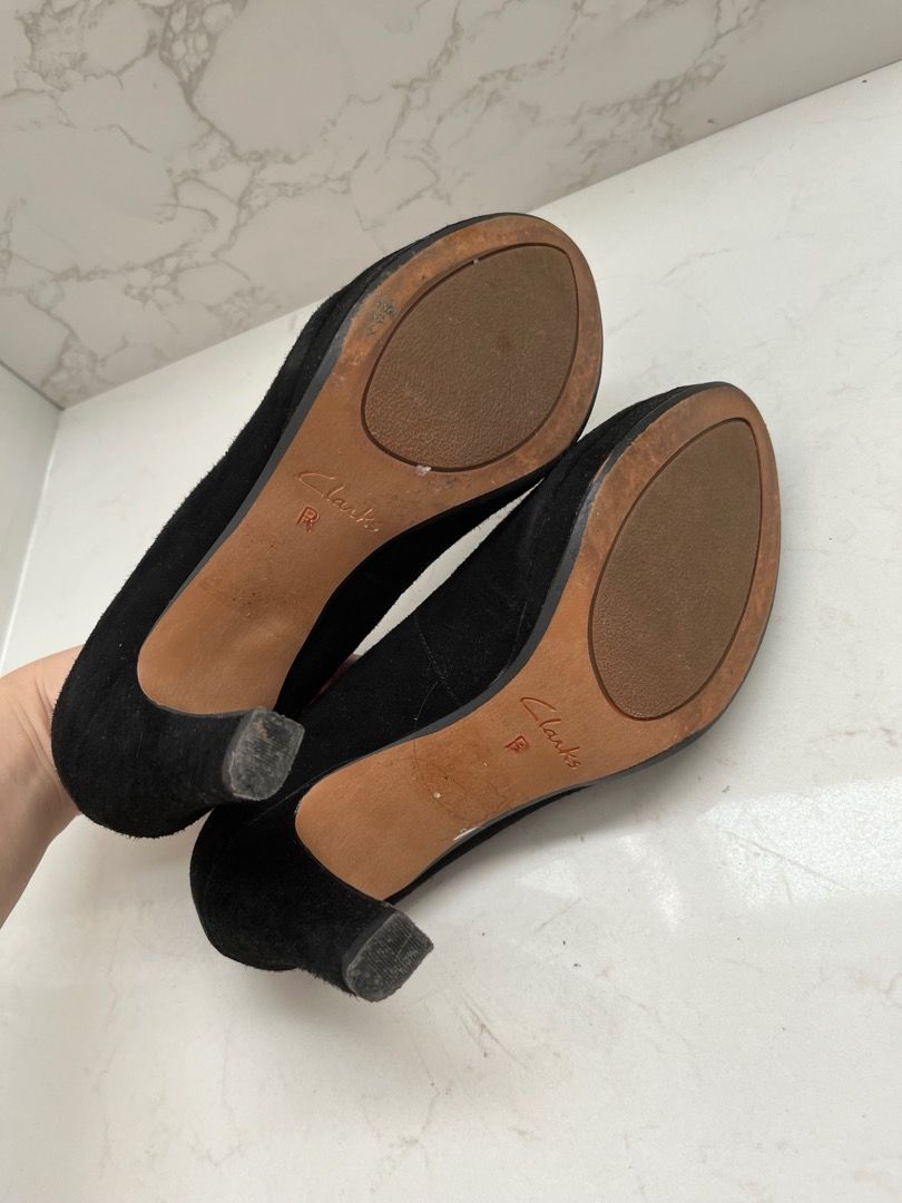 Clarks black on sale suede heels