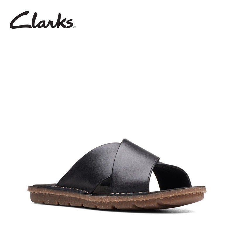 UK6 CLARKS Women s Blake Sydney Black Leather Sandals