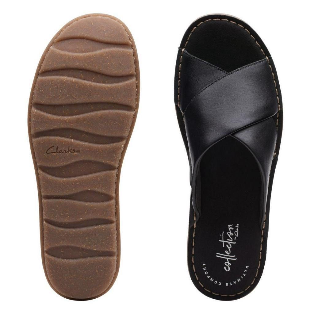 UK6 CLARKS Women s Blake Sydney Black Leather Sandals Women s